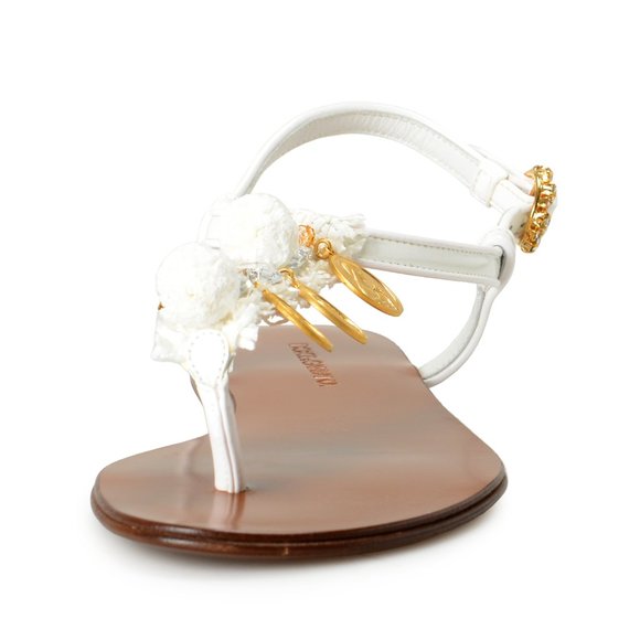 Dolce & Gabbana Women's White Patent Leather Flat Sandals Shoes US 7.5 IT 37.5 - Picture 5 of 8